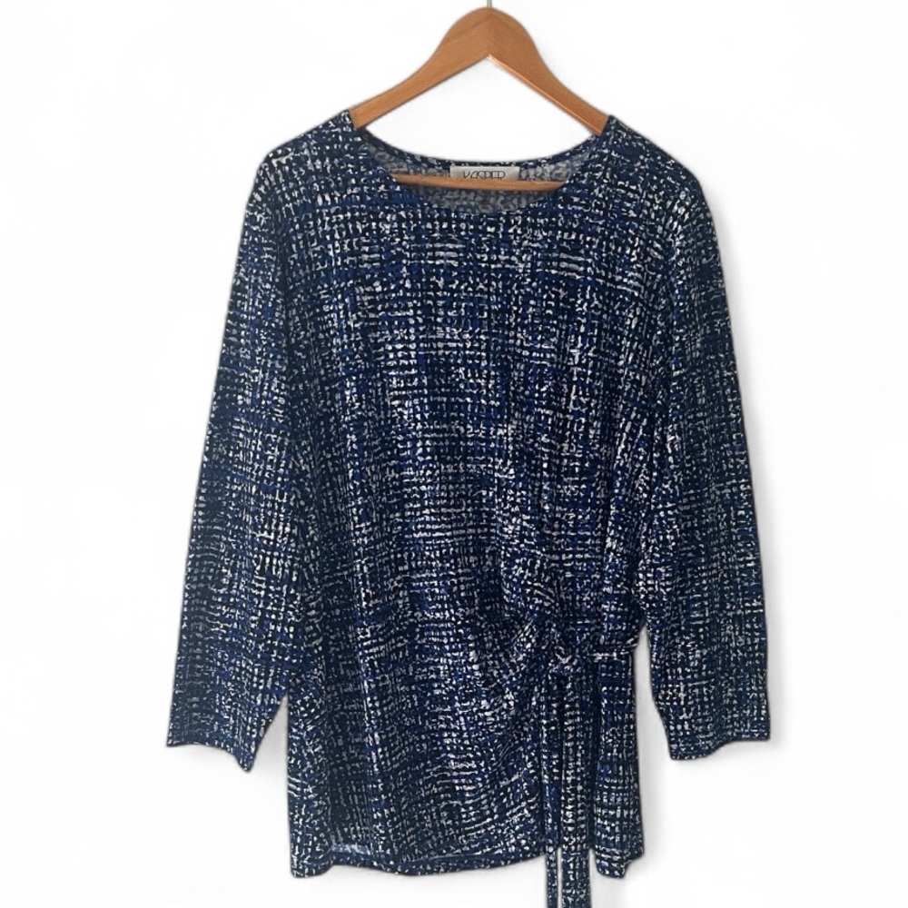 Kasper Plus Size Printed Side-Tie Blouse - Size 2X - Picture 4 of 6